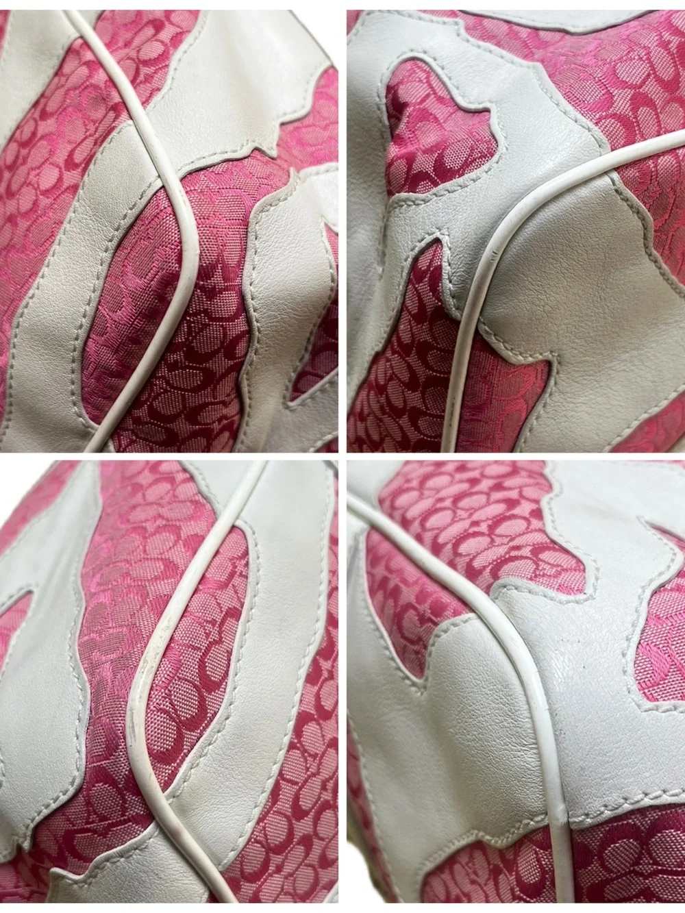 Coach Vintage Zebra Patchwork Limited Edition White & Pink Mini Cs Gallery Tote - Picture 6 of 15